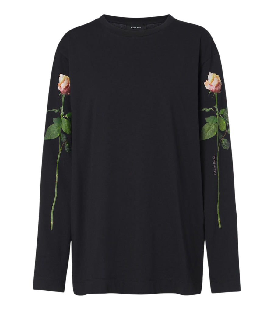 Simone Rocha T-shirt floral em malha de algodão