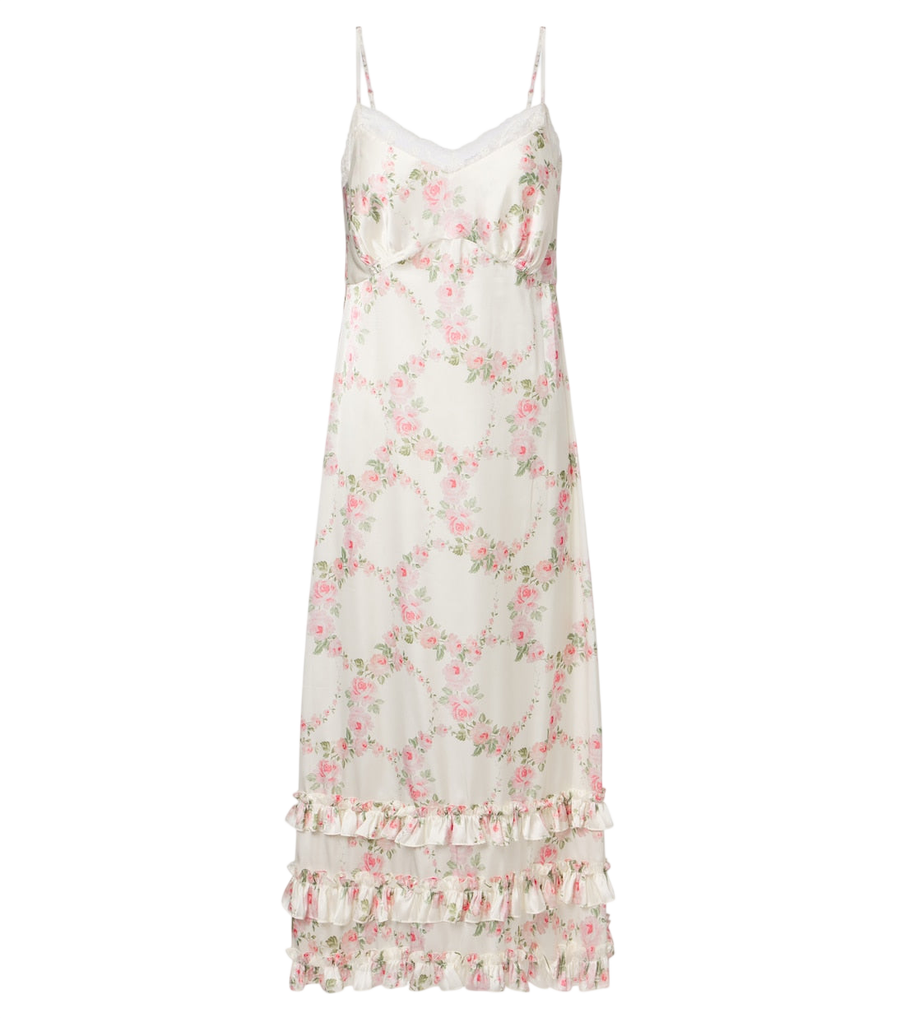 Simone Rocha Floral lace-trimmed satin slip dress