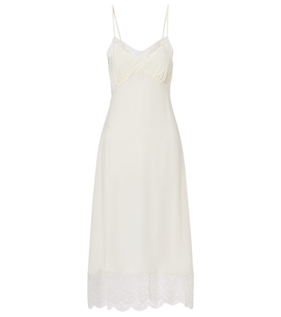 Simone Rocha Lace-trimmed crêpe de chine slip dress