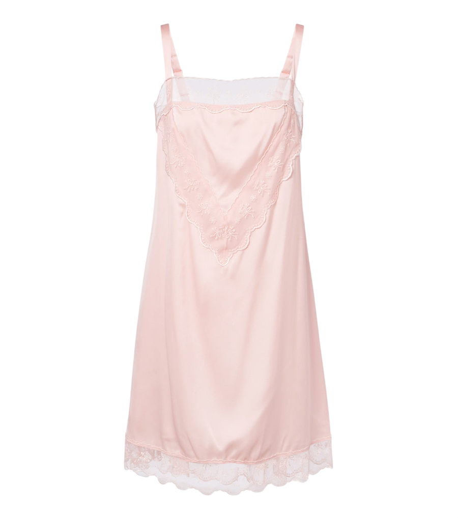 Vestido lencero de satén con ribete de encaje Simone Rocha