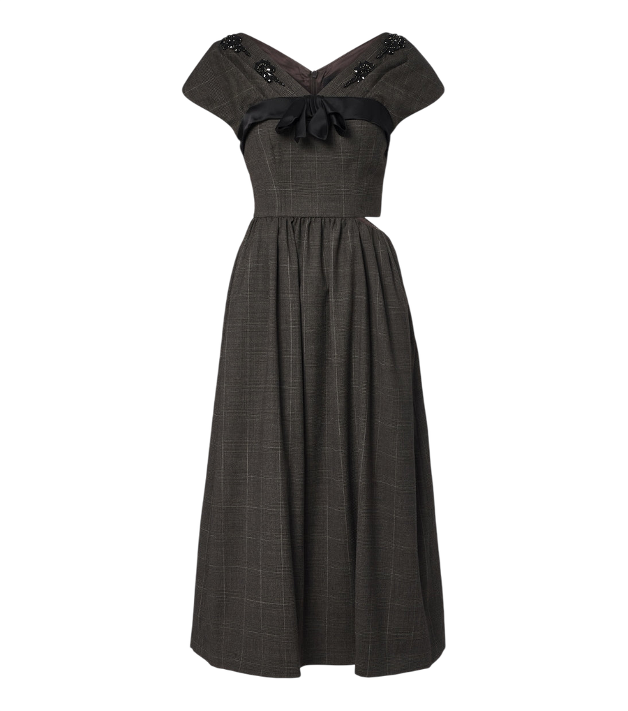 Vestido midi de lana con estampado Príncipe de Gales de Simone Rocha