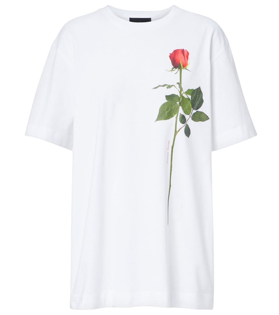 Camiseta de punto de algodón estampado de Simone Rocha
