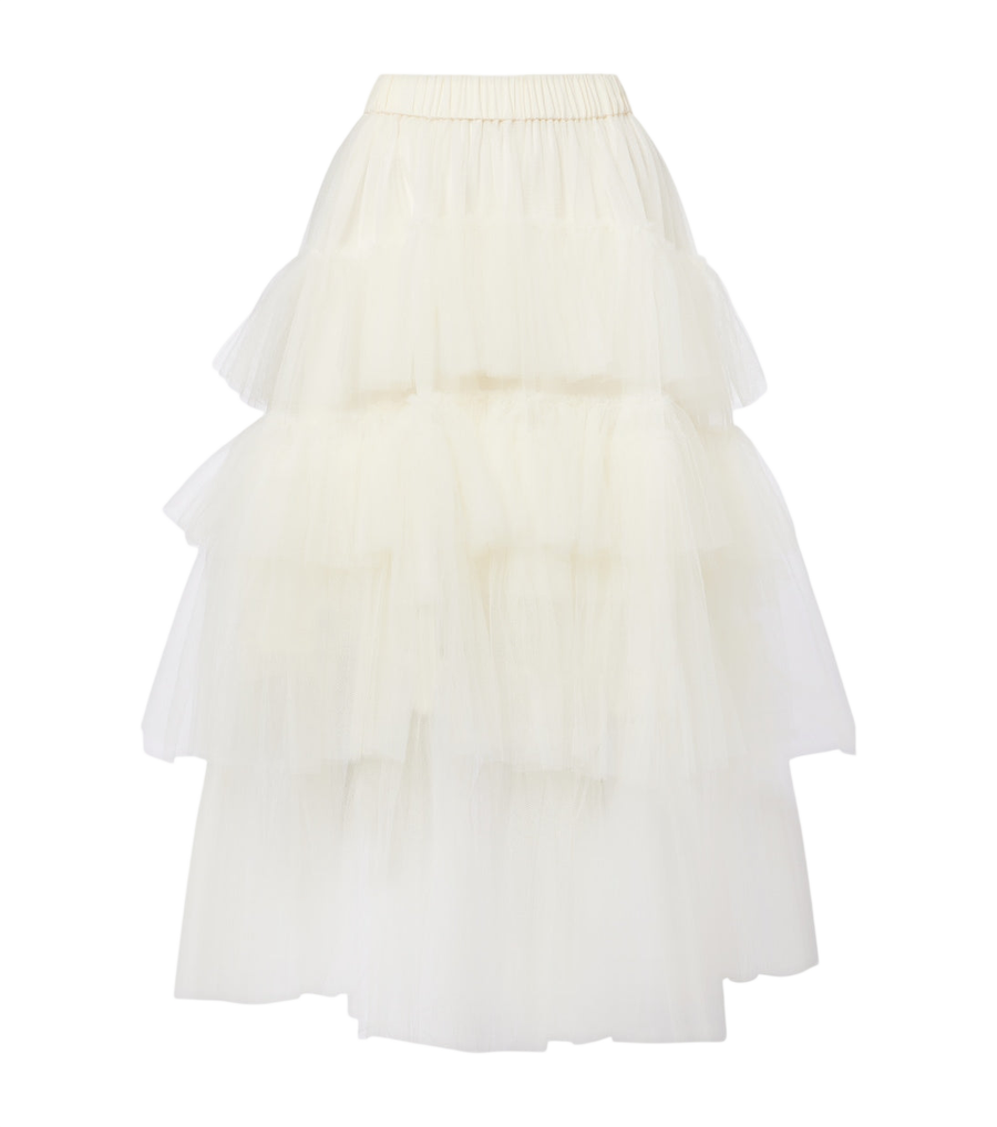 Falda midi de tul con volantes de Simone Rocha