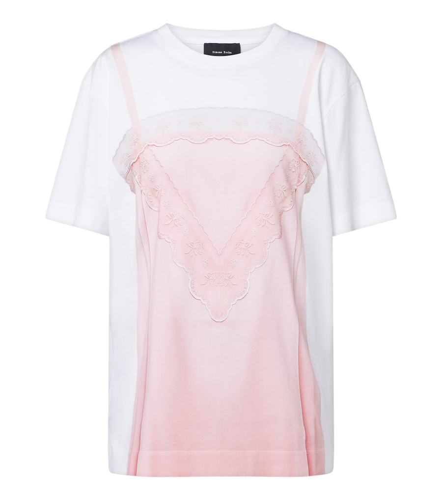 T-shirt en jersey de coton trompe-l'œil Simone Rocha