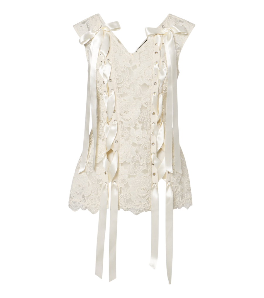 Top de encaje con detalle de lazo Unraveling de Simone Rocha