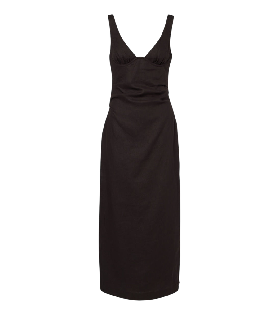 SIR Draped linen midi dress