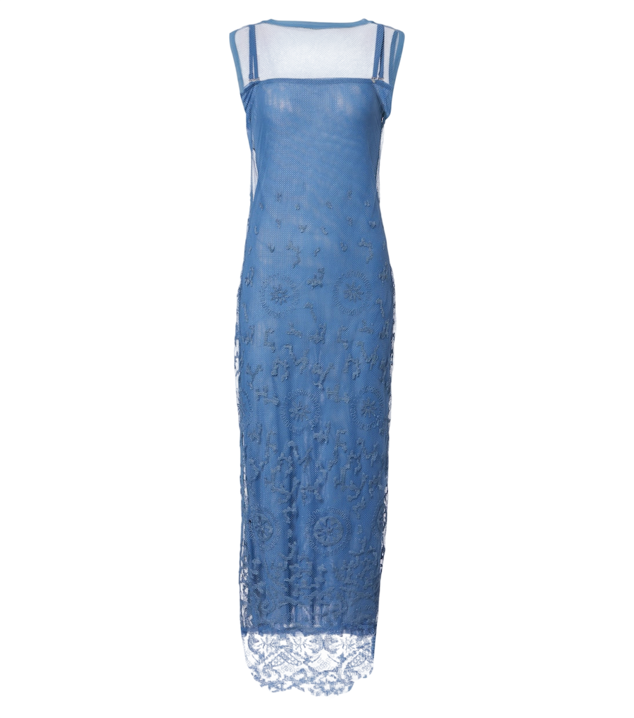 Vestido comprido SIR Leif em rede bordada