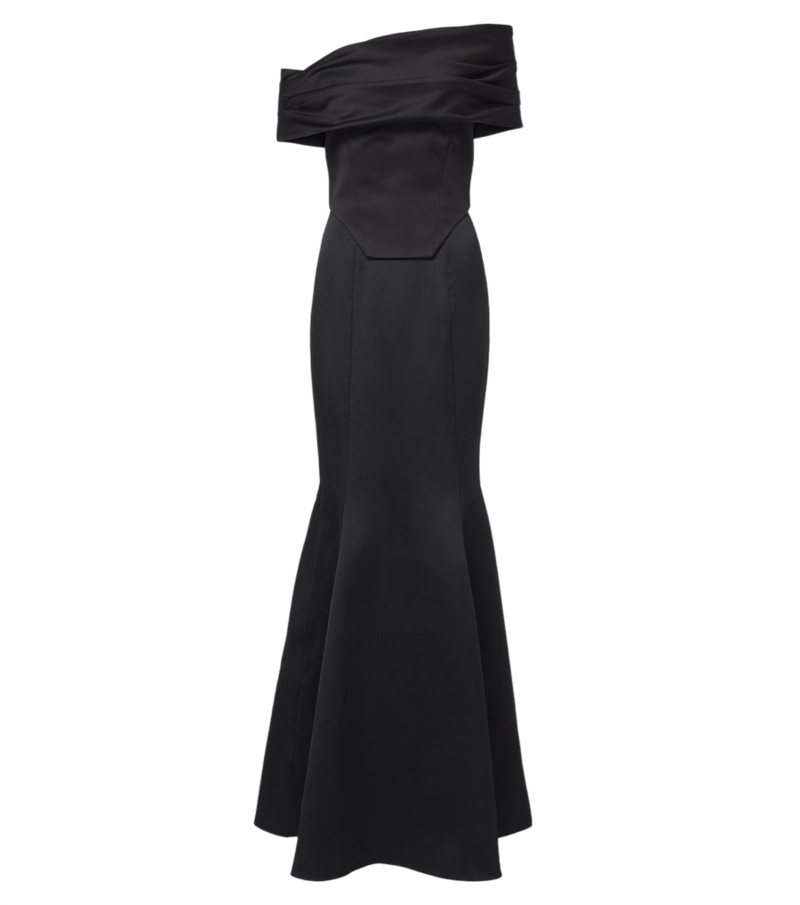 Solace London Alta off-shoulder satin bustier dress