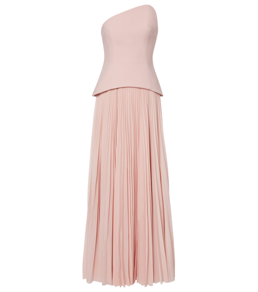 Solace London Britt pleated strapless gown