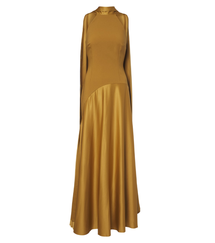 Vestido de crepé y satén con cuello halter Cece de Solace London