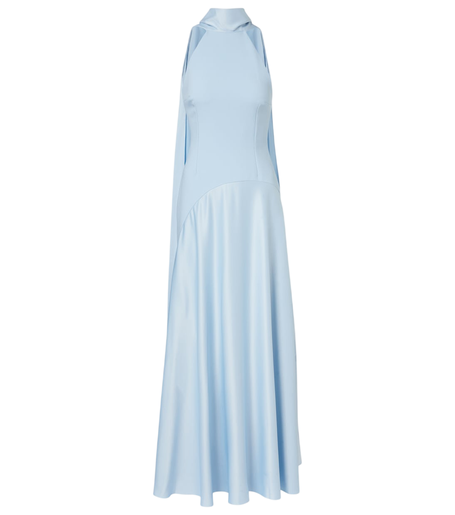 Solace London Cece halterneck crêpe and satin gown