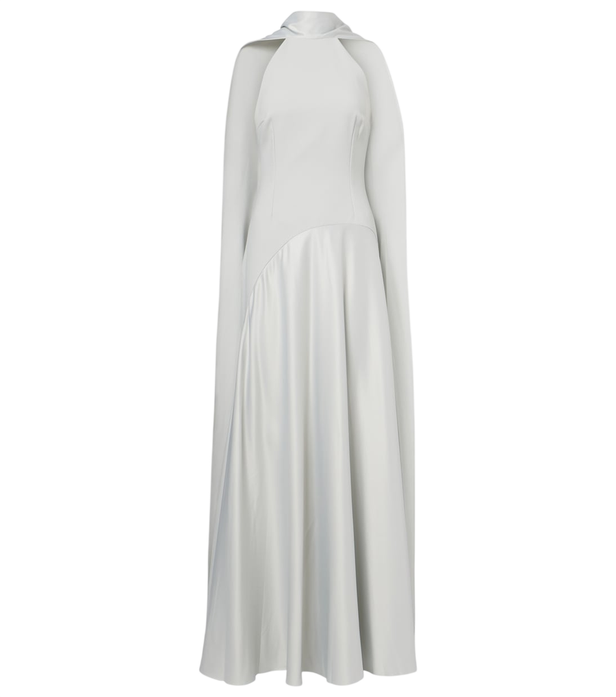Robe longue Solace London Cece en crêpe et satin à encolure américaine