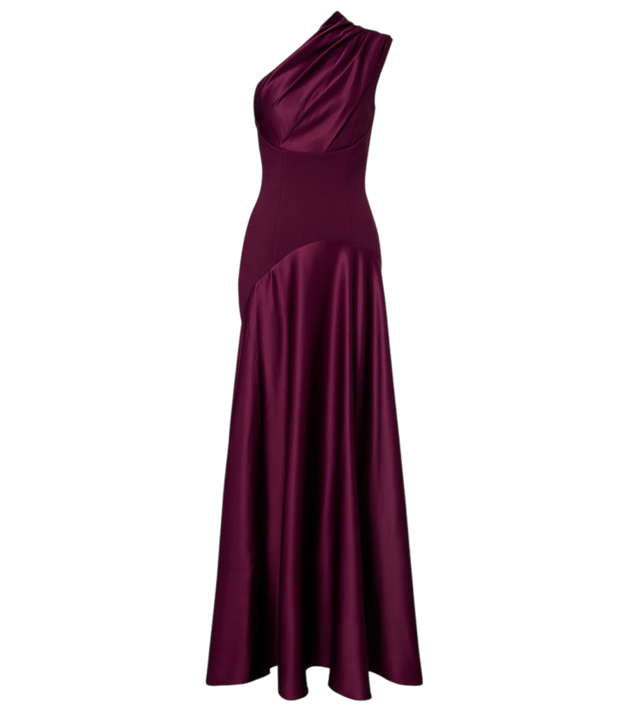 Solace London Gabriela draped one-shoulder satin gown