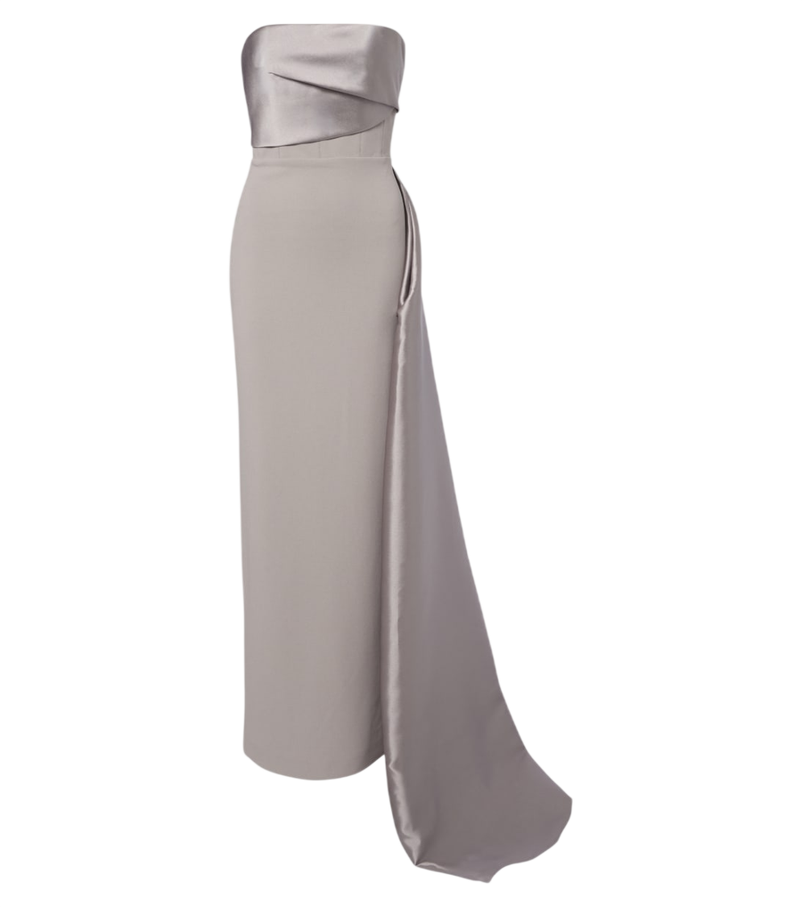 Solace London Kinsley draped satin-trimmed bustier gown