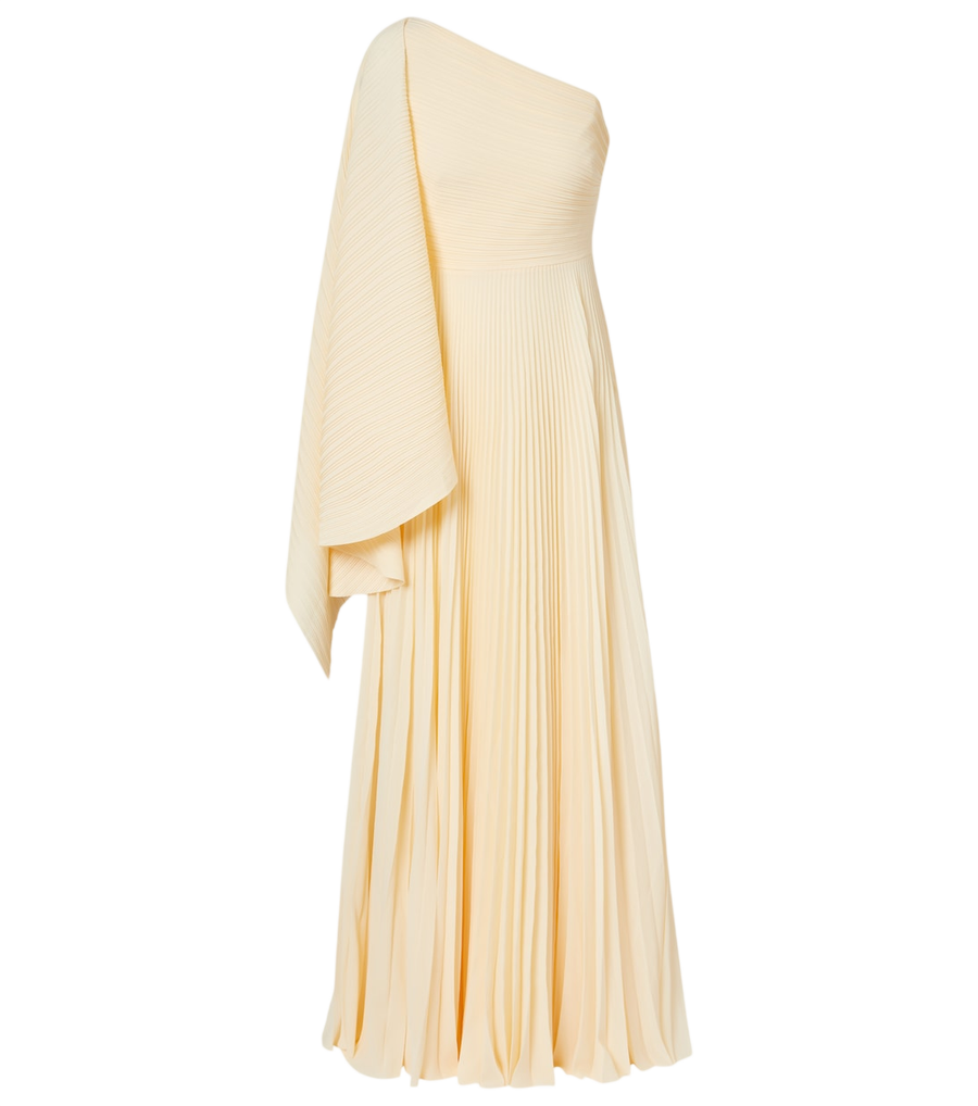 Solace London Maci pleated one-shoulder gown