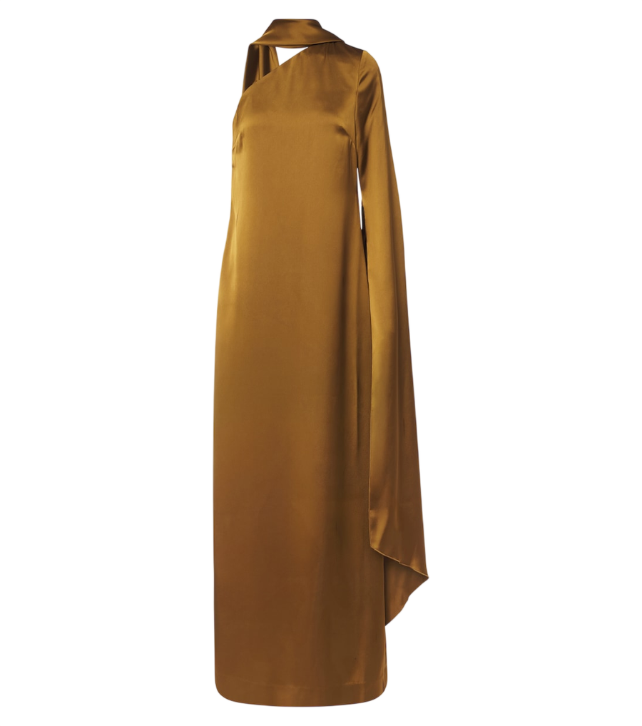 Robe longue en satin avec détail foulard Newman de Solace London