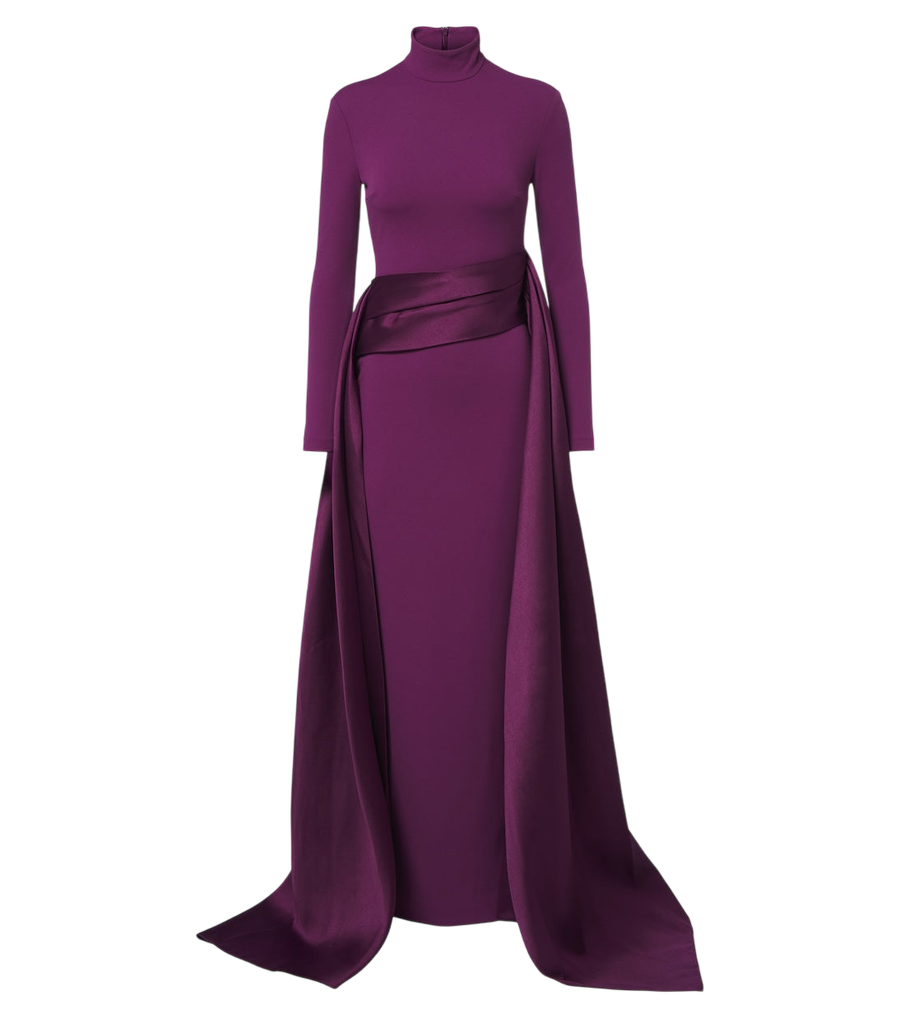 Vestido largo de satén con paneles Olivia de Solace London
