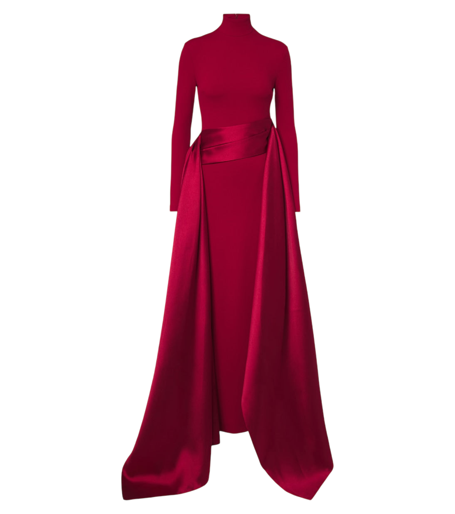 Solace London Olivia satin-trimmed crêpe gown