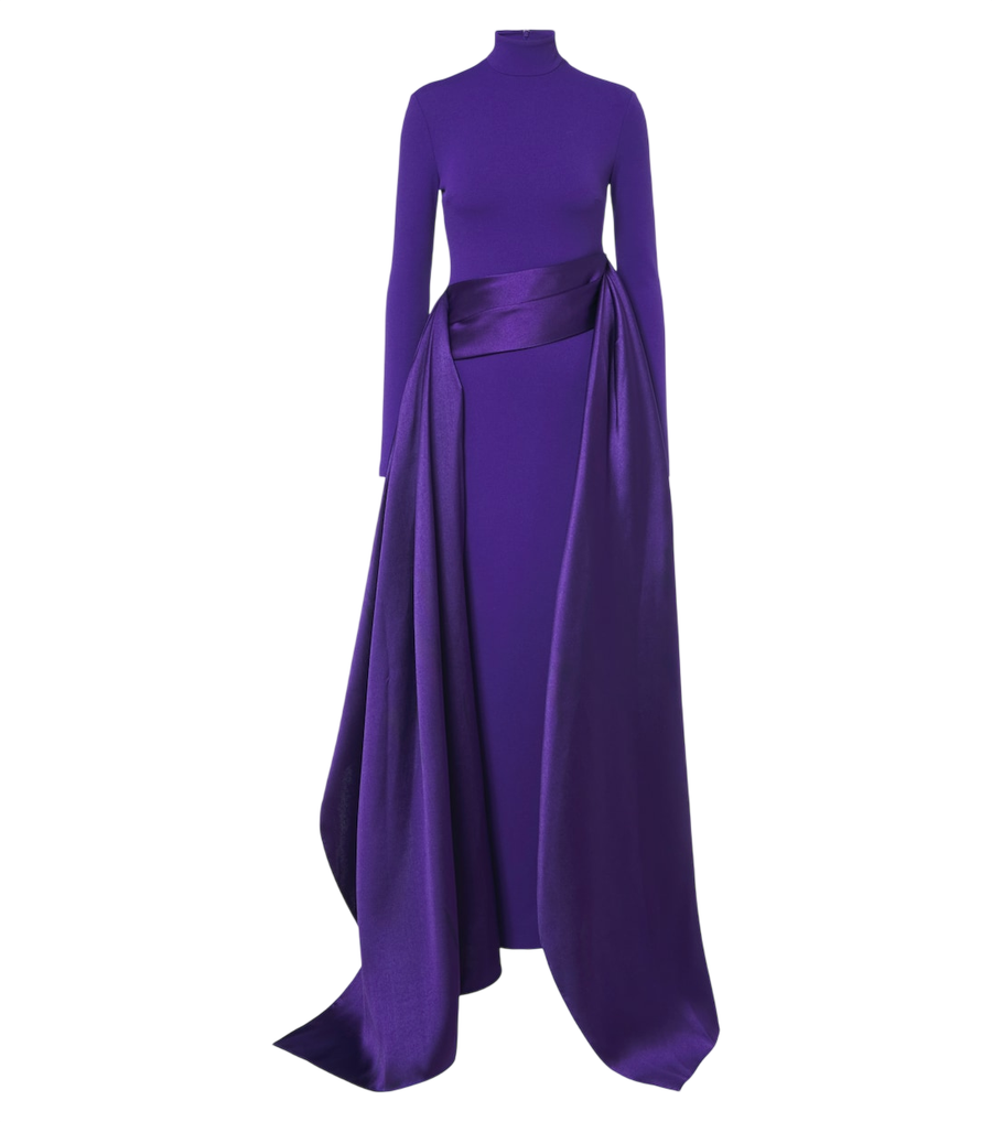 Solace London Olivia satin-trimmed crêpe gown