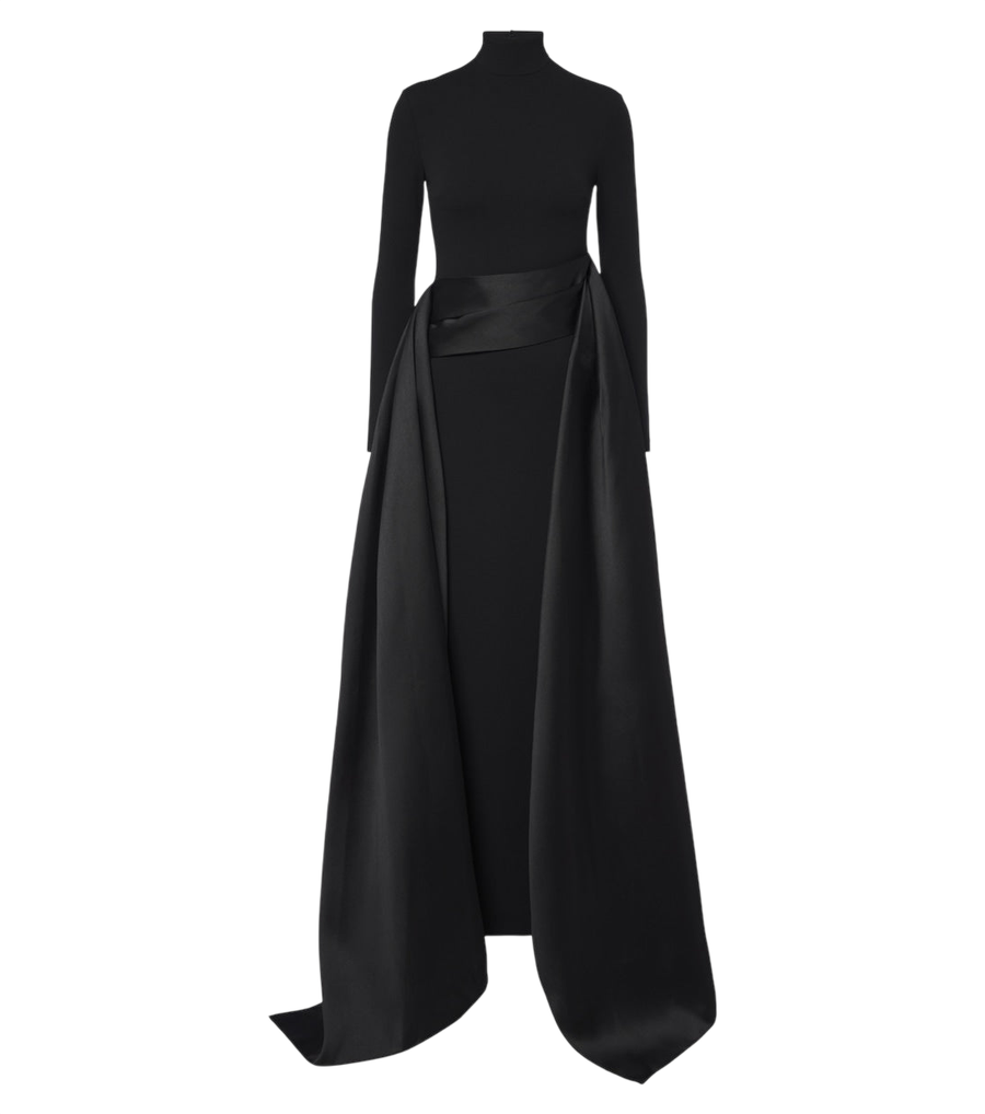 Robe longue en crêpe à finitions en satin Olivia de Solace London