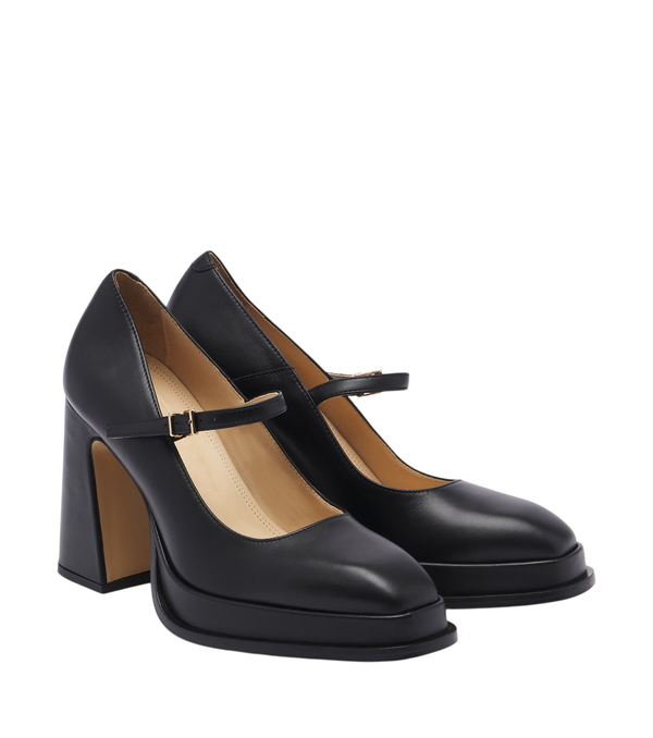Souliers Martinez Sapatos de plataforma Casilda estilo Mary Jane em couro