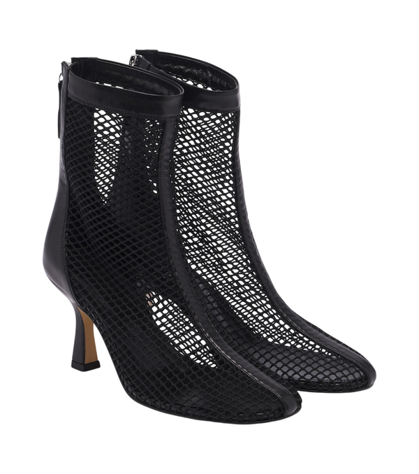 Souliers Martinez Fira leather-trimmed mesh ankle boots
