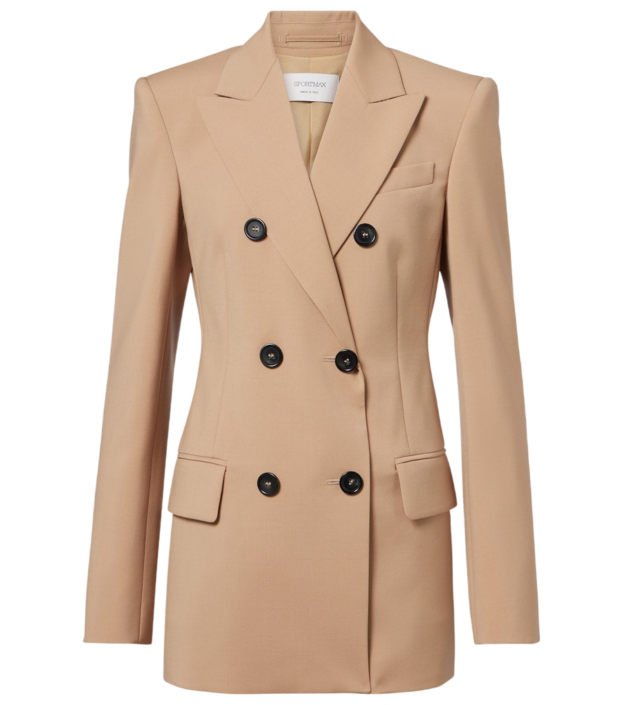 Sportmax Double-breasted virgin wool blazer