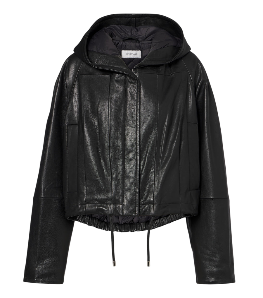Sportmax Hooded leather jacket