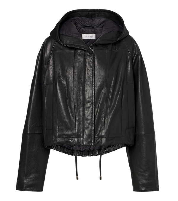 Sportmax Hooded leather jacket