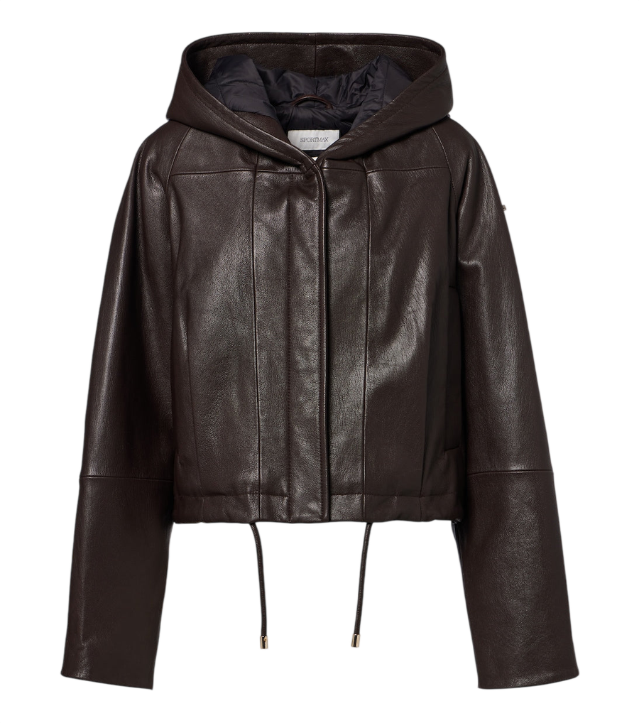 Sportmax Hooded leather jacket