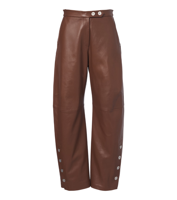 Sportmax Leather barrel-leg pants
