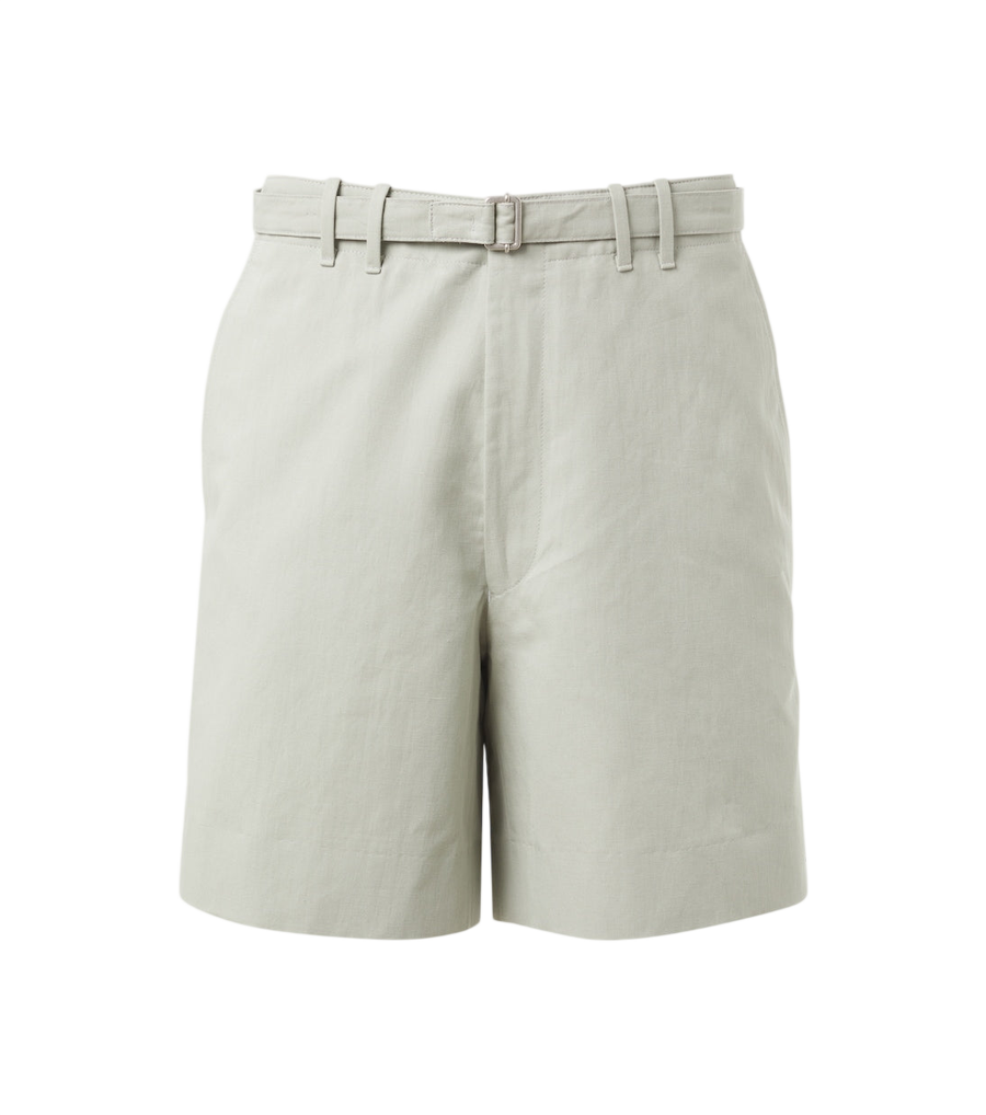 Stòffa Belted cotton and linen shorts