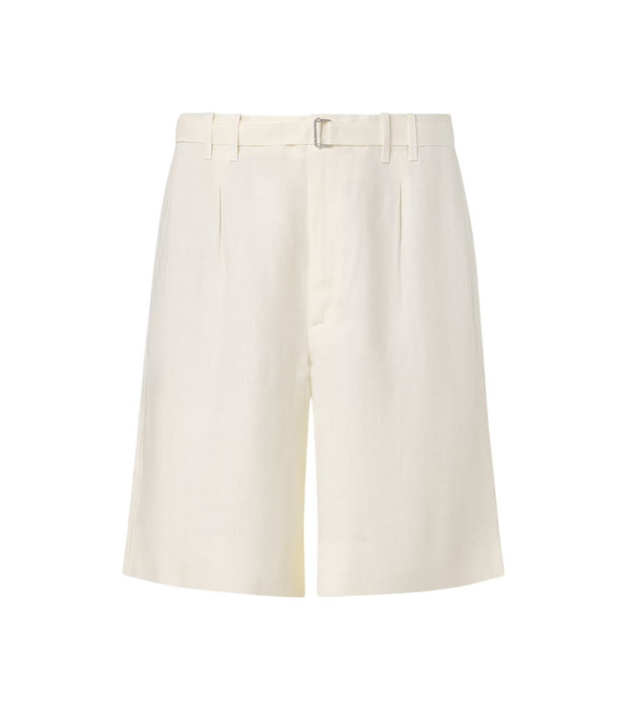 Stòffa Belted linen Bermuda shorts