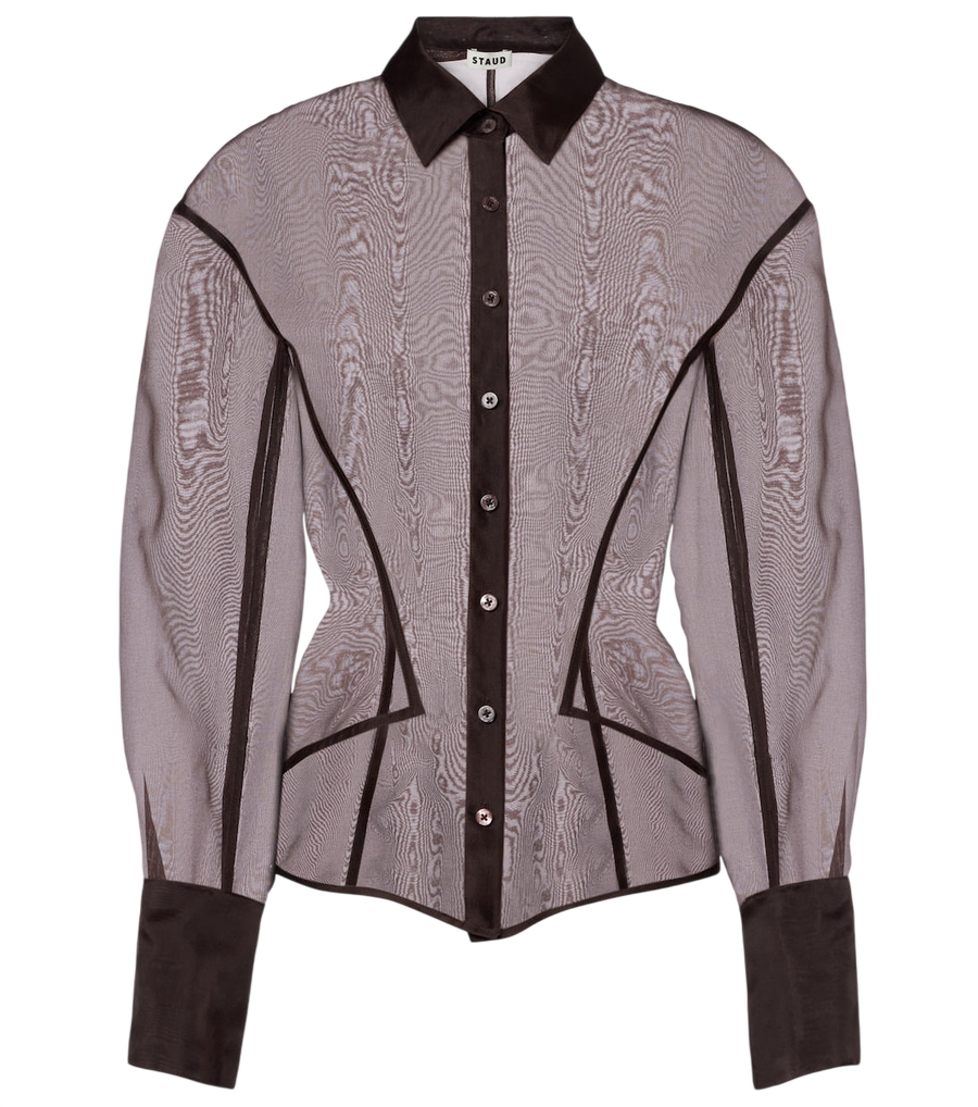 Staud Aida sheer silk organza shirt