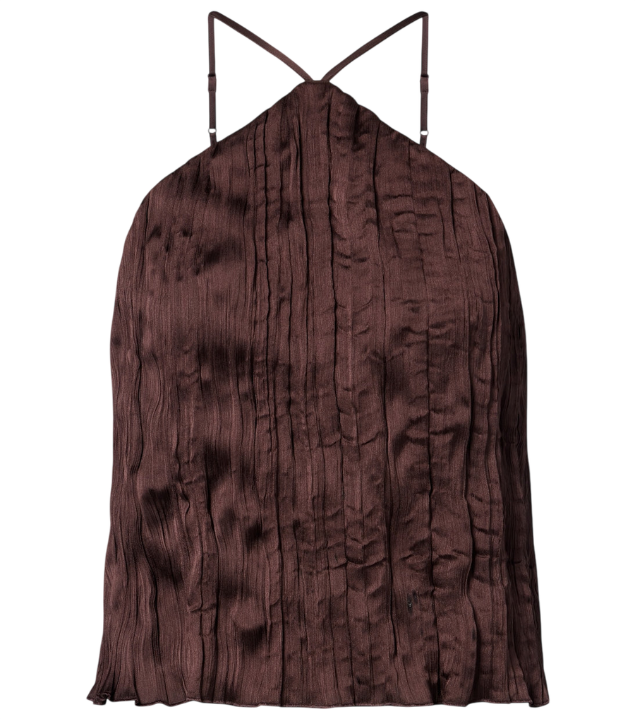 Top de cuello halter plisado Akari de Staud