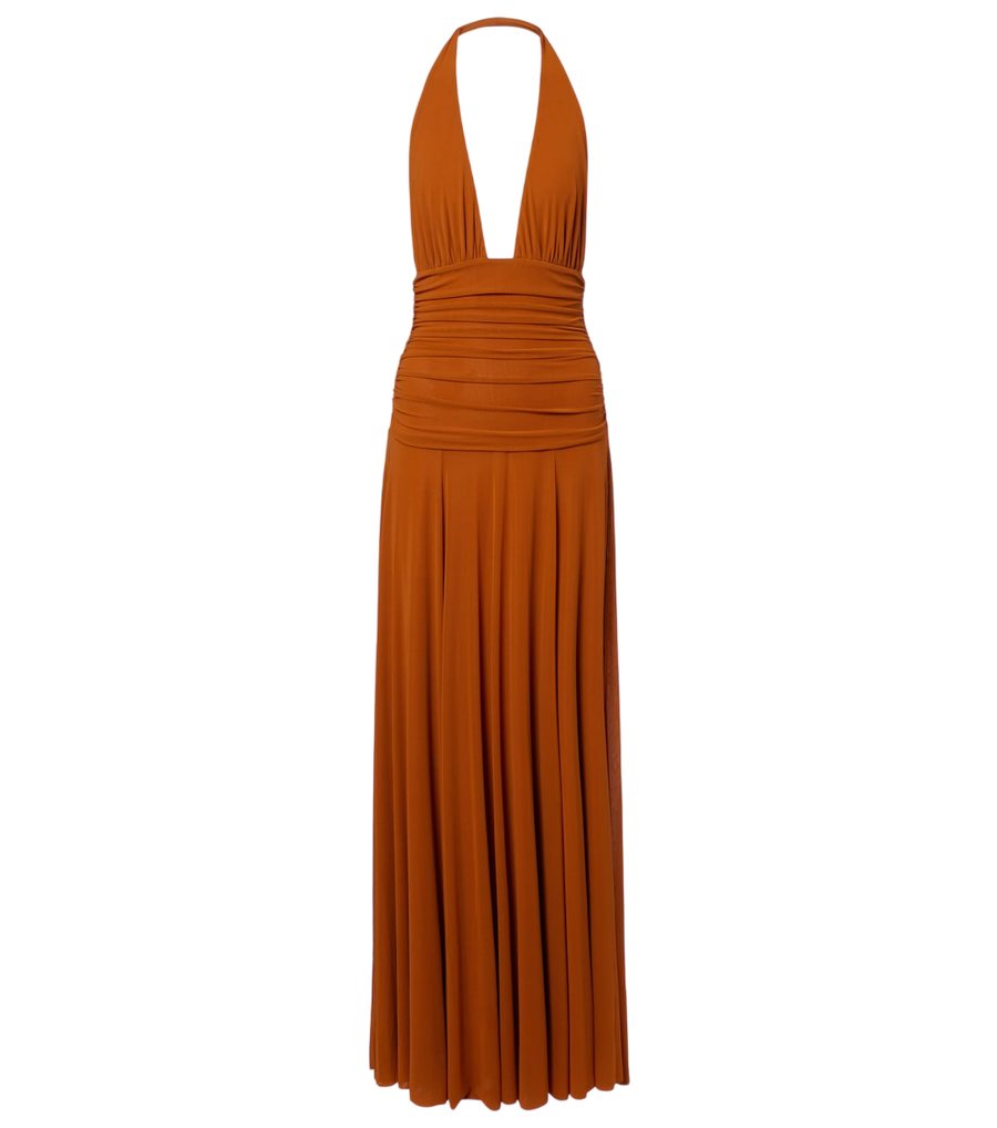 Staud Alessandra halterneck mesh maxi dress