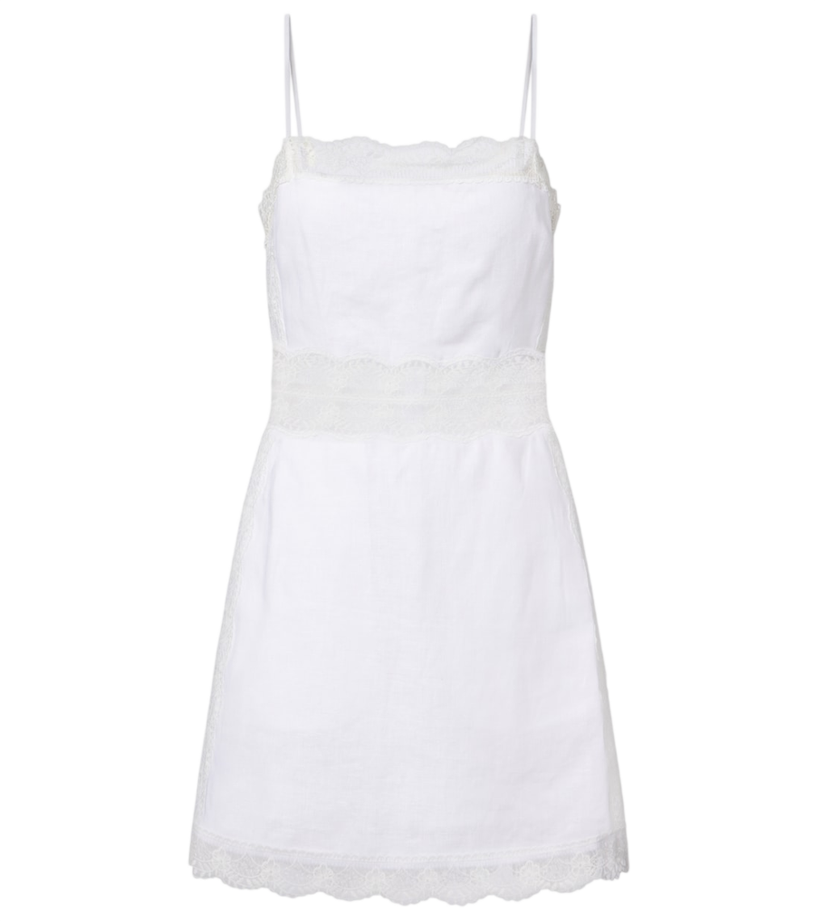 Staud Amalina lace-trimmed linen minidress