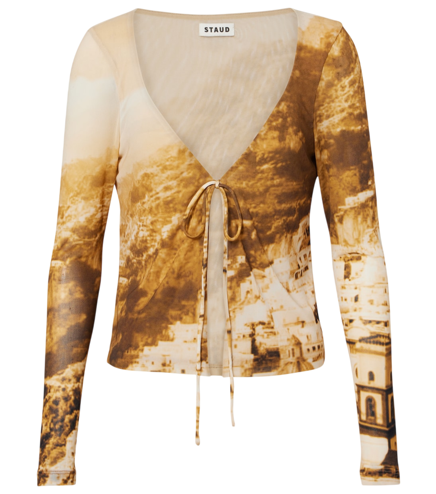 Staud Avani printed mesh top