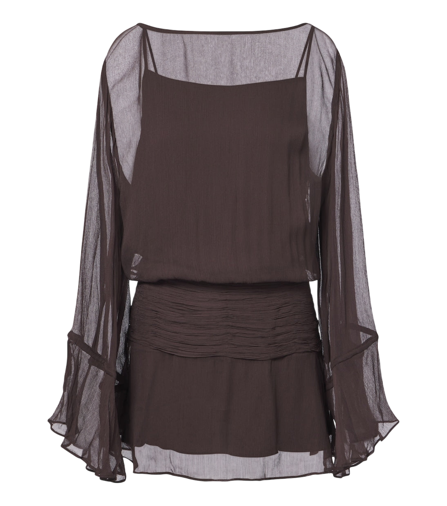 Staud Beatrix ruched chiffon minidress