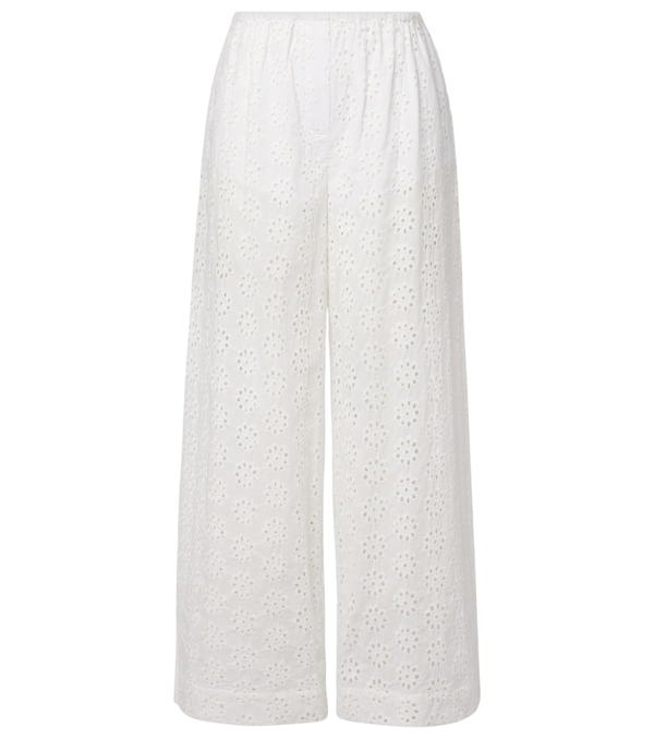 Staud Bonfire eyelet cotton wide-leg pants