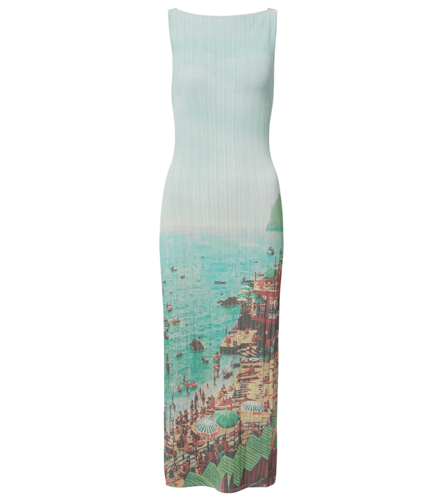 Staud Bryn printed compact knit midi dress