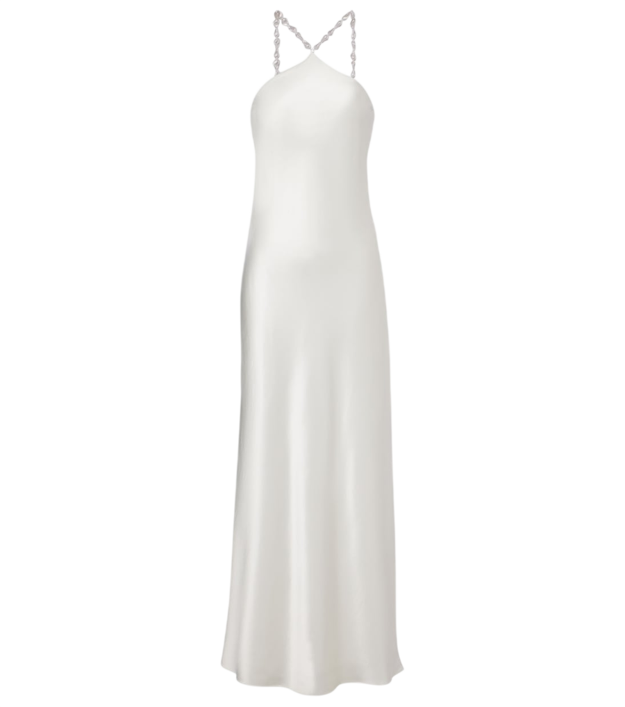 Staud Cadence beaded satin gown