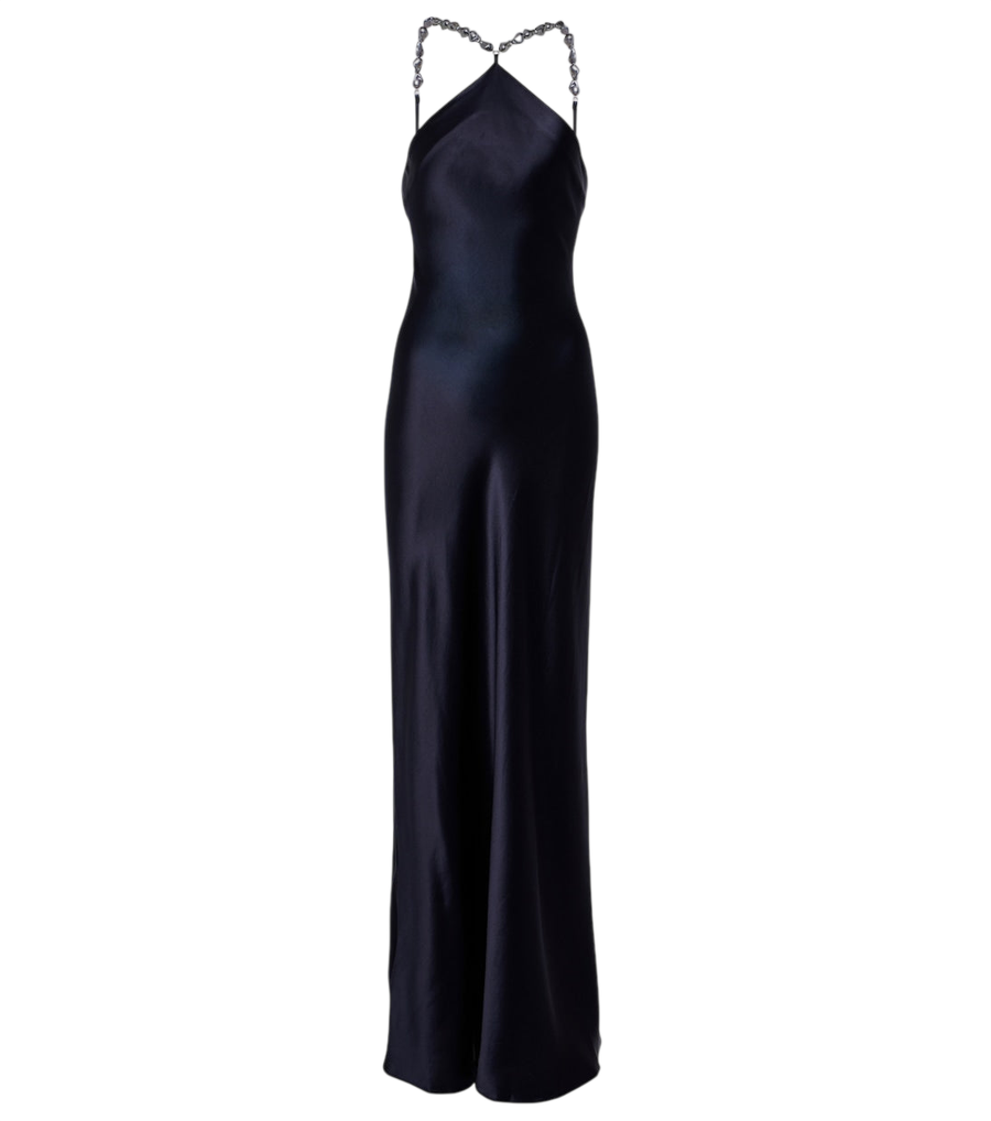 Staud Cadence halterneck satin slip dress