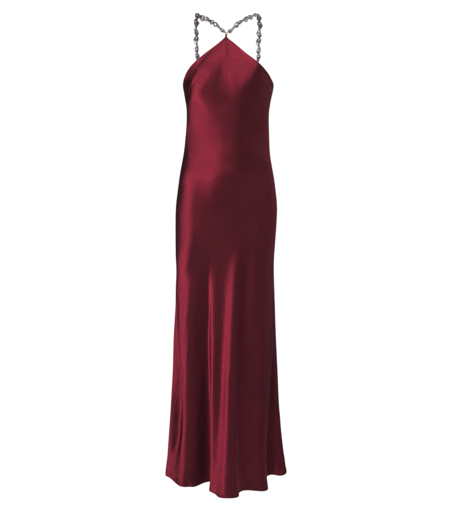Staud Cadence halterneck satin slip dress