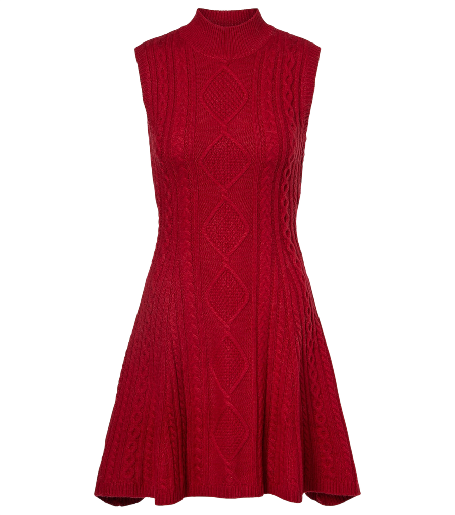 Staud Charade cable-knit wool-blend minidress