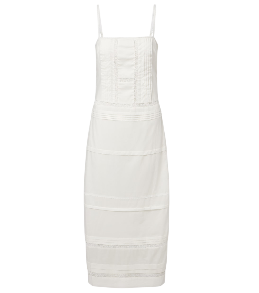 Staud Corinna embroidered cotton voile midi dress