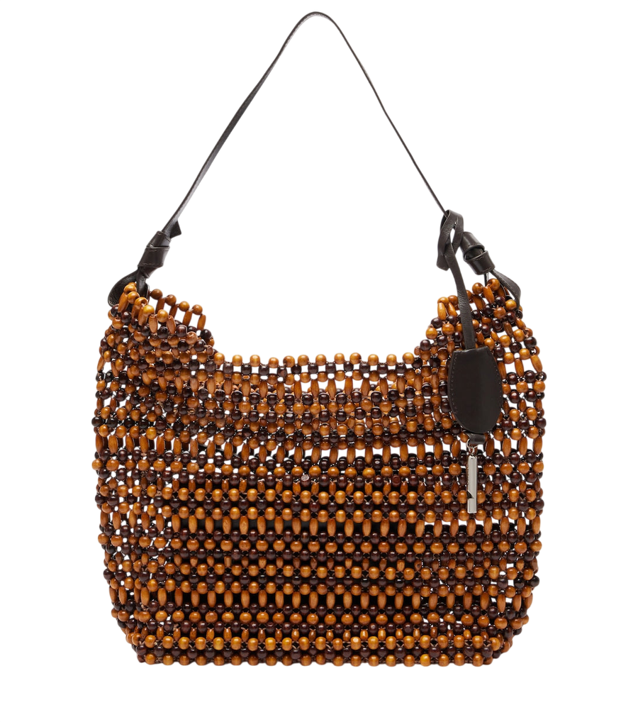 Staud Drift beaded leather-trimmed tote bag