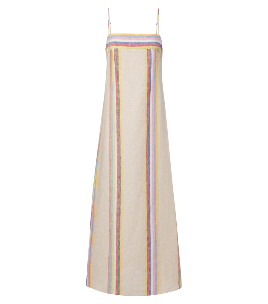 Robe longue en lin rayé Staud Laura