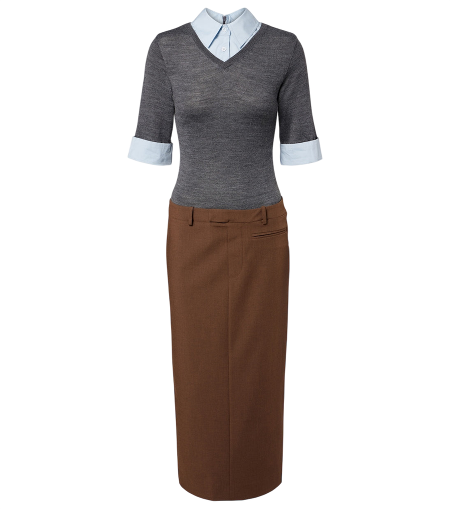 Staud Layered wool-blend midi dress