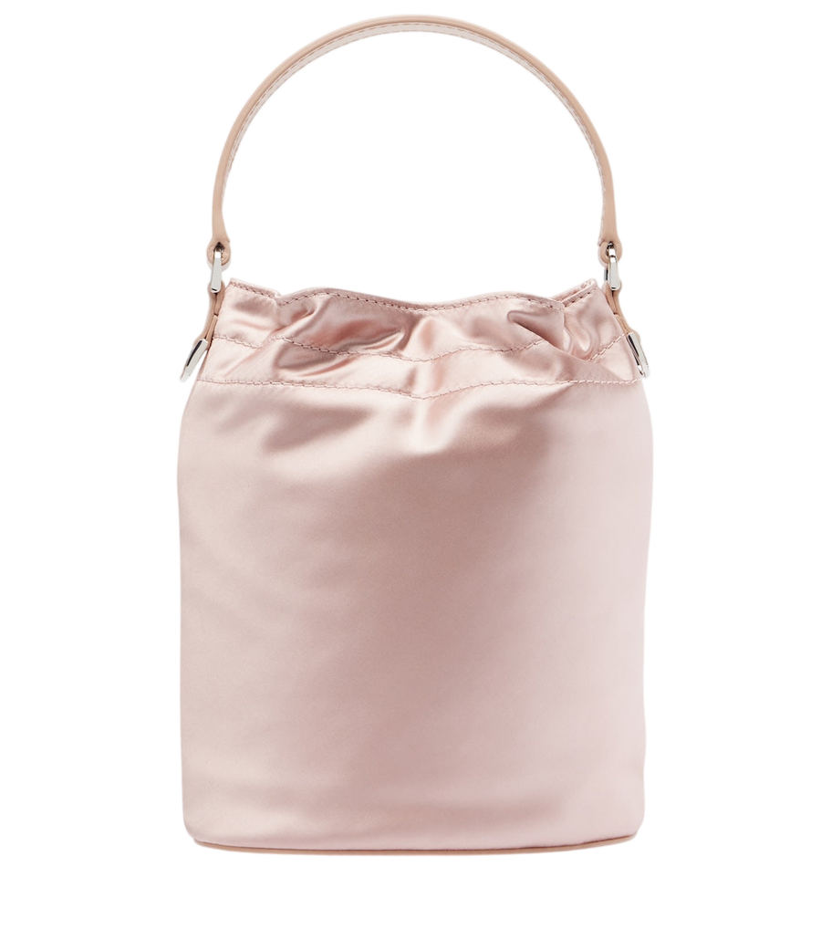 Staud Borsa a secchiello in raso con finiture in pelle color lilla